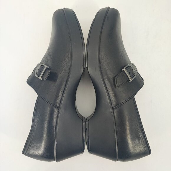 Dansko Women's Jane Black Leather Wedge Clog Size 10.5 - Picture 6 of 9